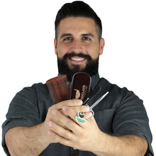 Beard Brush and Wooden Comb Kit - Bonus Mustache Comb and Nose Scissors