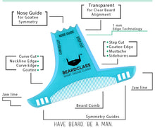 Beard Shaping Tool - 8 in 1 Multi-liner Beard Shaper Template Comb - (Clear Blue)