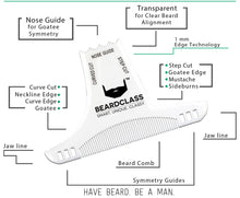 Beard Shaping Tool - 8 in 1 Multi-liner Beard Shaper Template Comb - (Clear)