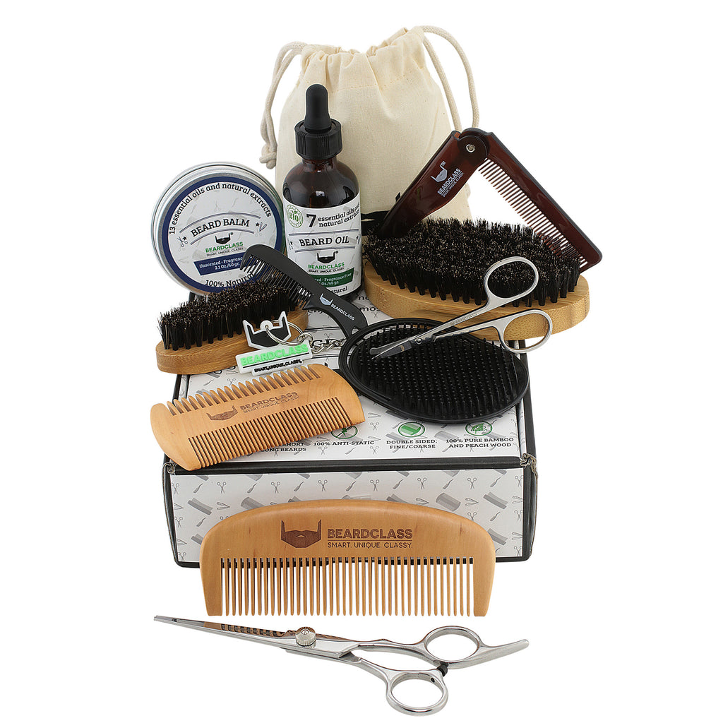 Beard Grooming Kit Set for Men (12 in 1) - Includes Beard Oil, Balm, B ...