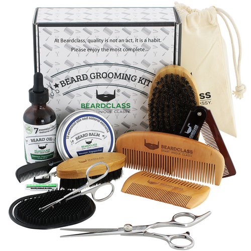 Beard Grooming Kit Set for Men (12 in 1) - Includes Beard Oil, Balm, Brush and Scissors