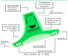 Beard Shaping Tool - 8 in 1 Multi-liner Beard Shaper Template Comb - (Clear Green)